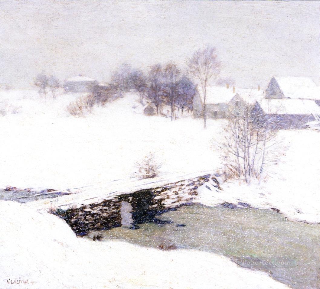 ホワイトマントルの風景 ウィラード・リロイ・メトカーフの風景 川油絵